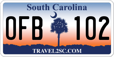 SC license plate OFB102