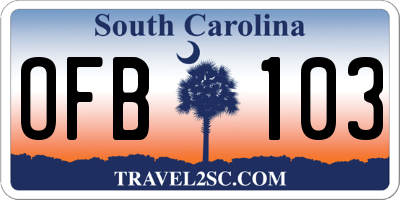 SC license plate OFB103