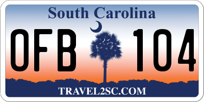 SC license plate OFB104
