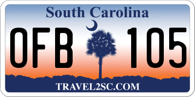 SC license plate OFB105