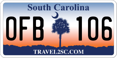 SC license plate OFB106