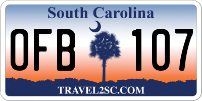 SC license plate OFB107