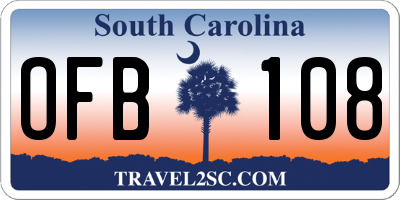 SC license plate OFB108