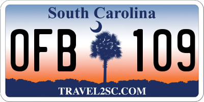 SC license plate OFB109