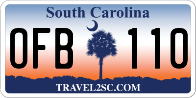 SC license plate OFB110