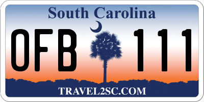 SC license plate OFB111