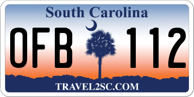 SC license plate OFB112