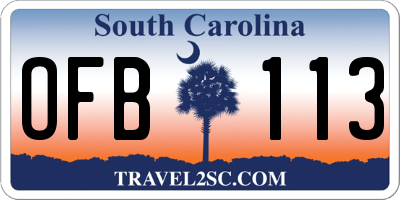 SC license plate OFB113