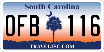 SC license plate OFB116