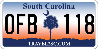 SC license plate OFB118