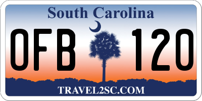 SC license plate OFB120