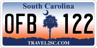 SC license plate OFB122