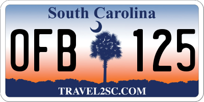 SC license plate OFB125