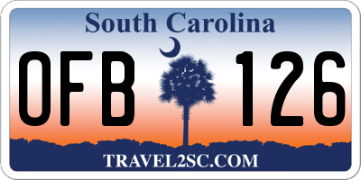 SC license plate OFB126
