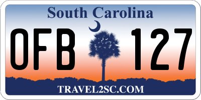 SC license plate OFB127