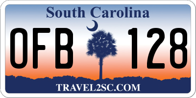 SC license plate OFB128