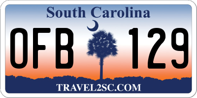 SC license plate OFB129