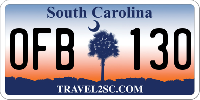 SC license plate OFB130