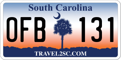 SC license plate OFB131