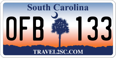 SC license plate OFB133