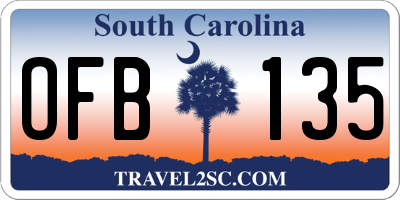 SC license plate OFB135
