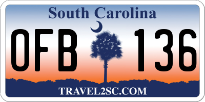 SC license plate OFB136