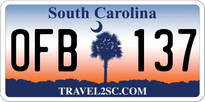 SC license plate OFB137
