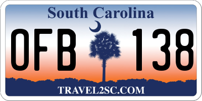 SC license plate OFB138