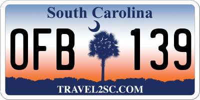 SC license plate OFB139