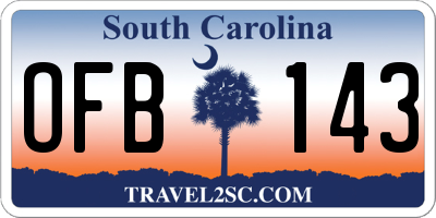 SC license plate OFB143