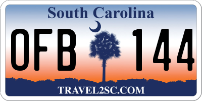 SC license plate OFB144