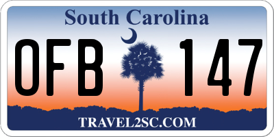 SC license plate OFB147