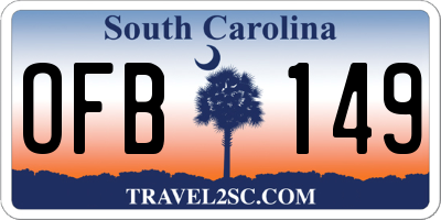 SC license plate OFB149
