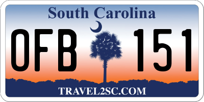 SC license plate OFB151
