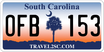 SC license plate OFB153