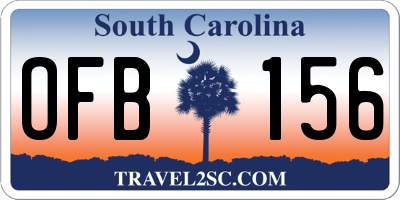 SC license plate OFB156