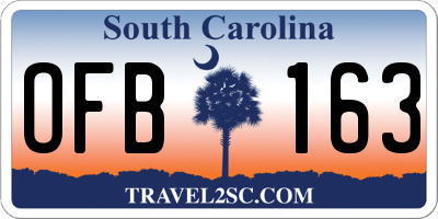 SC license plate OFB163
