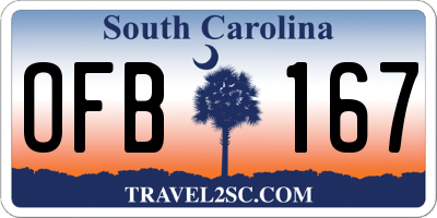 SC license plate OFB167