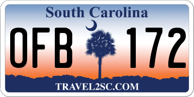 SC license plate OFB172