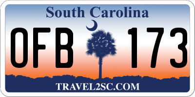 SC license plate OFB173