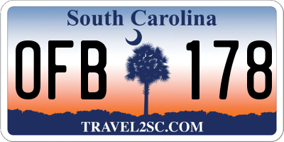SC license plate OFB178
