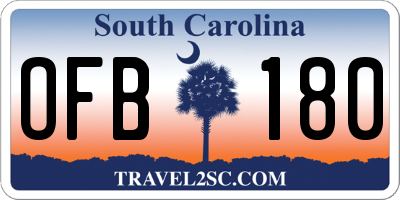 SC license plate OFB180