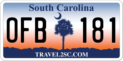 SC license plate OFB181