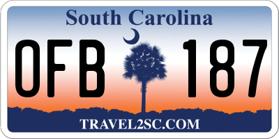 SC license plate OFB187