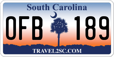 SC license plate OFB189