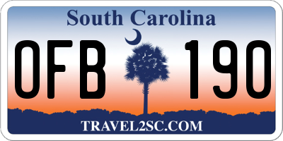 SC license plate OFB190