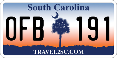 SC license plate OFB191