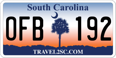 SC license plate OFB192