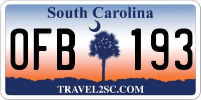 SC license plate OFB193