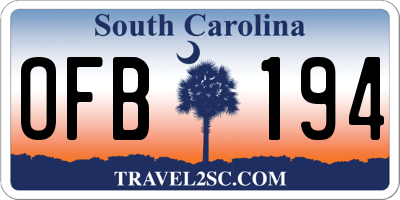 SC license plate OFB194